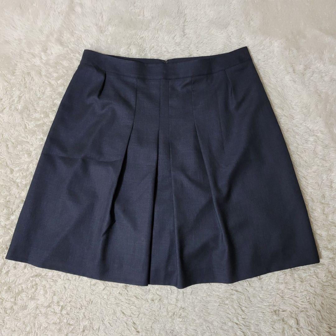 美品✨　23区　スカートセットアップ　ノーカラー　ウォッシャブル　紺　XL　42