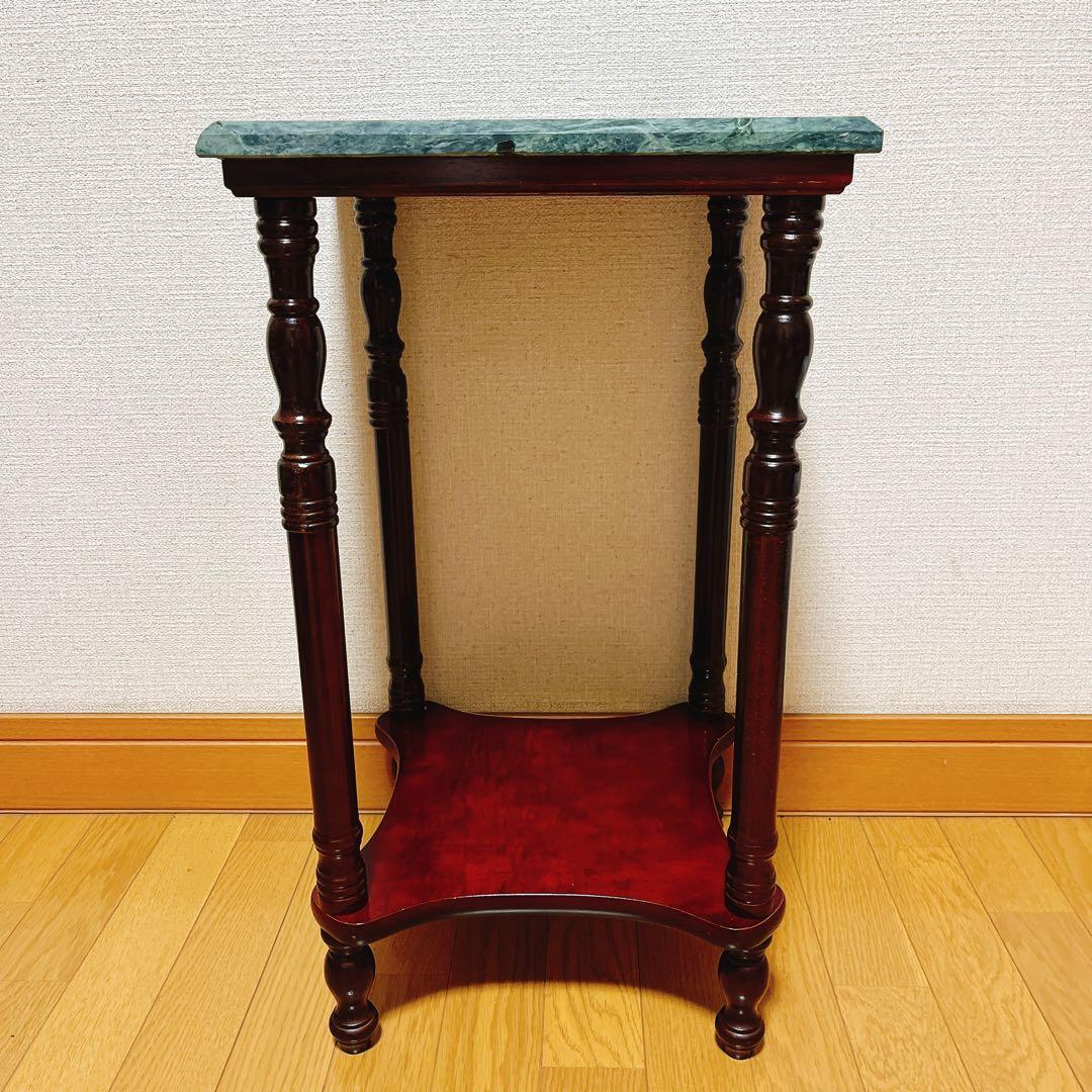 アンティーク　サイドテーブル　大理石　花台　電話台