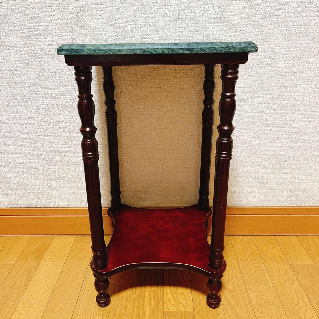 アンティーク　サイドテーブル　大理石　花台　電話台