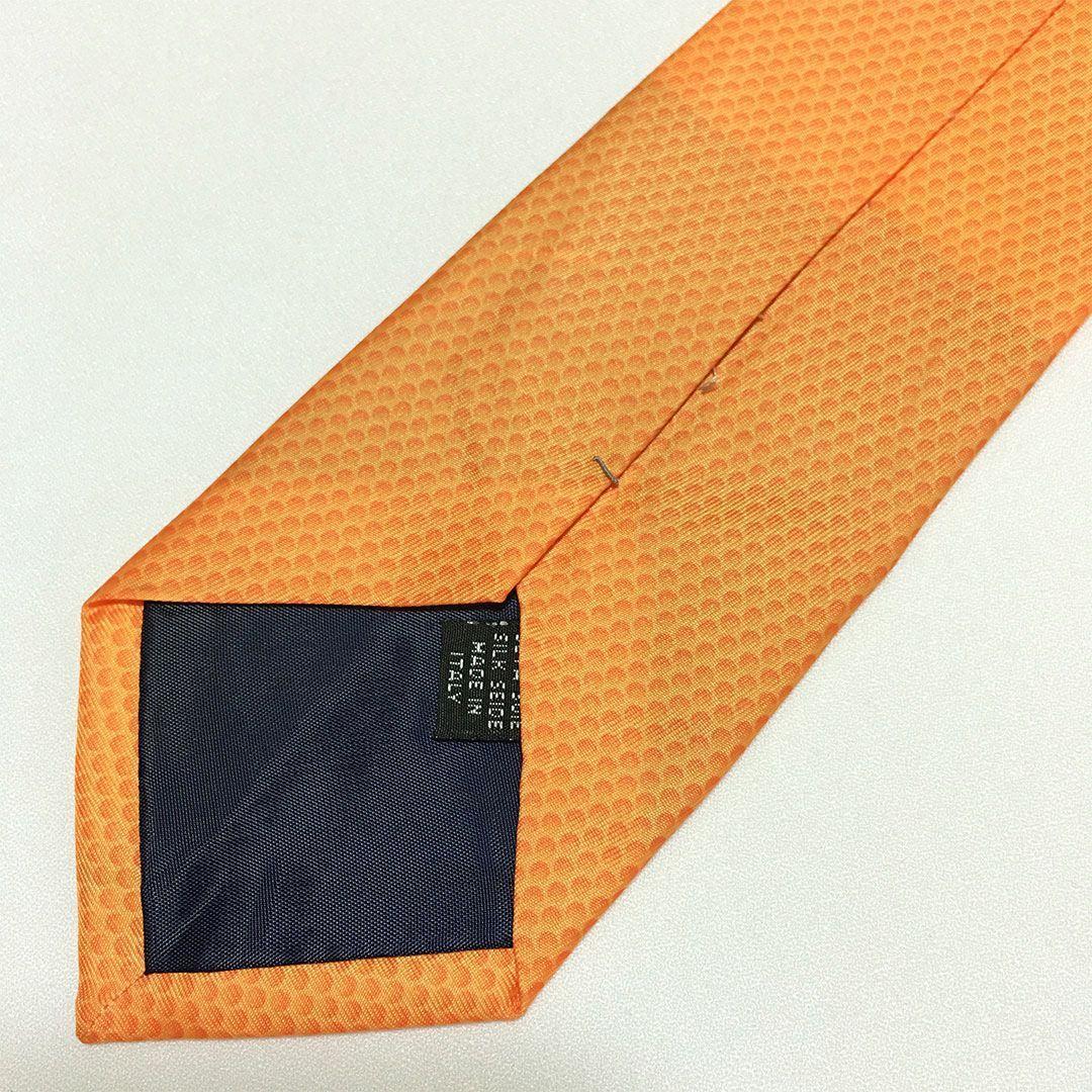 未使用級 エルメス HERMES ネクタイ シルク100% オレンジ ドット