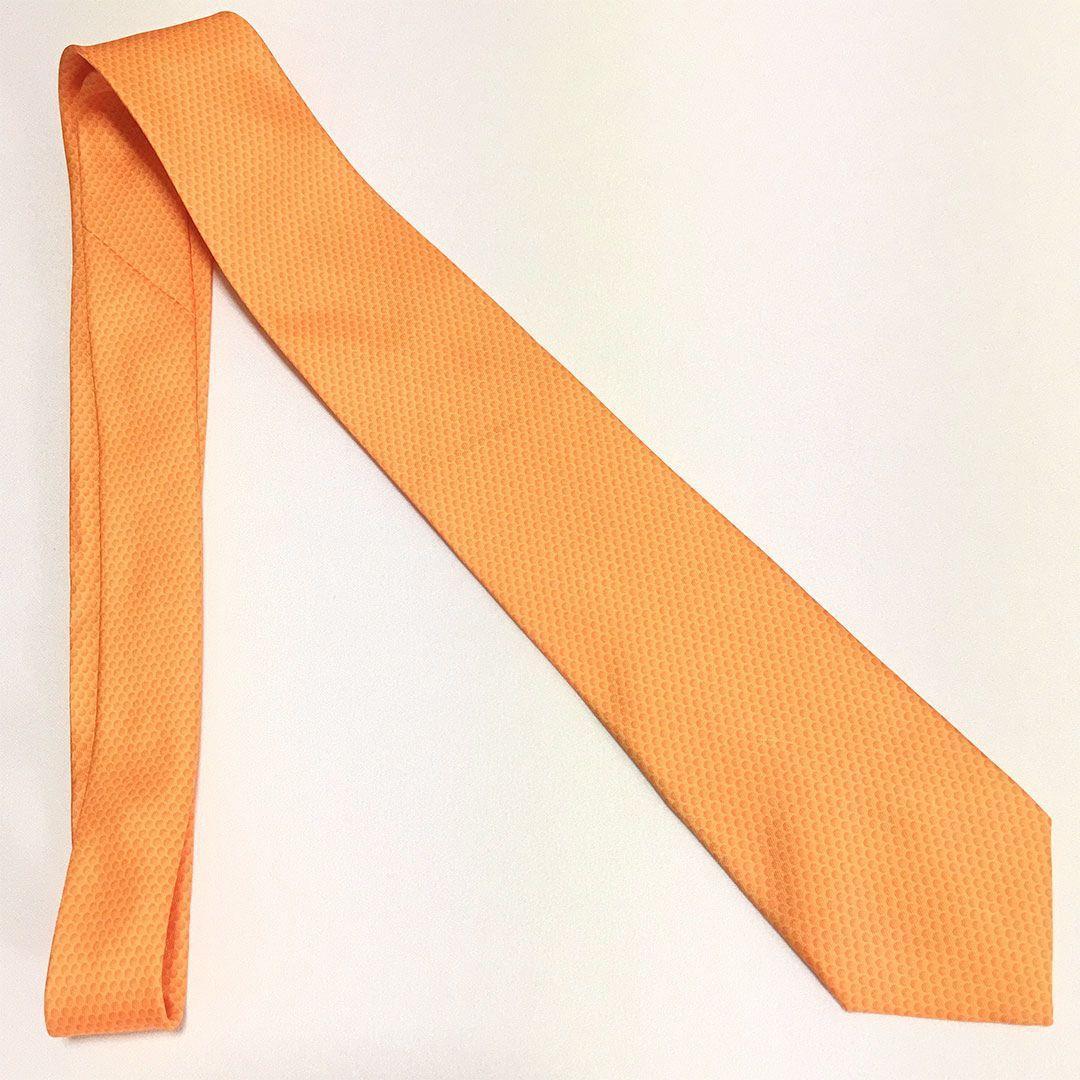 未使用級 エルメス HERMES ネクタイ シルク100% オレンジ ドット