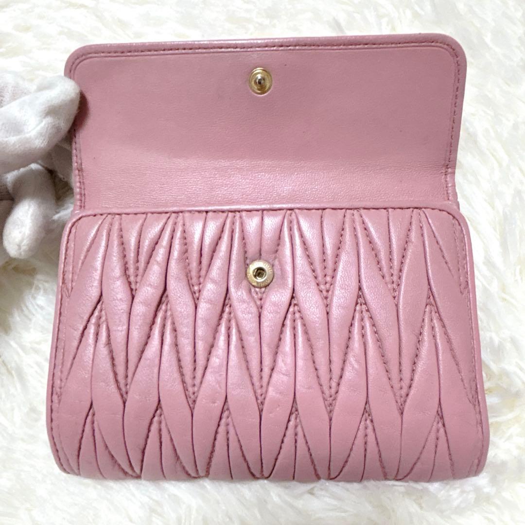 ミュウミュウ♡マテラッセ 折り財布 コンパクト ピンク RFID
