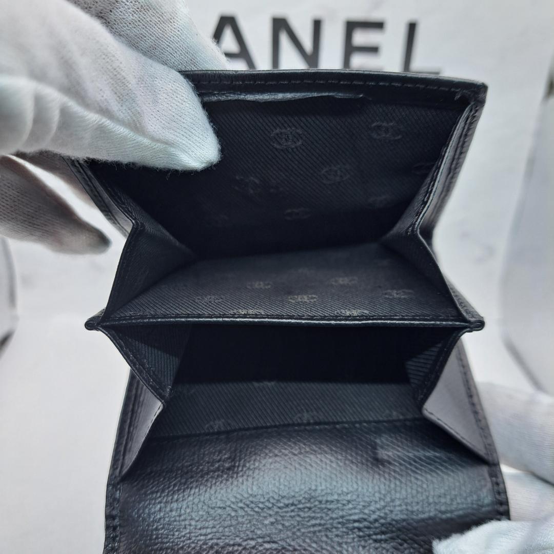 CHANEL　ココボタン　ブラック　三つ折り財布　財布