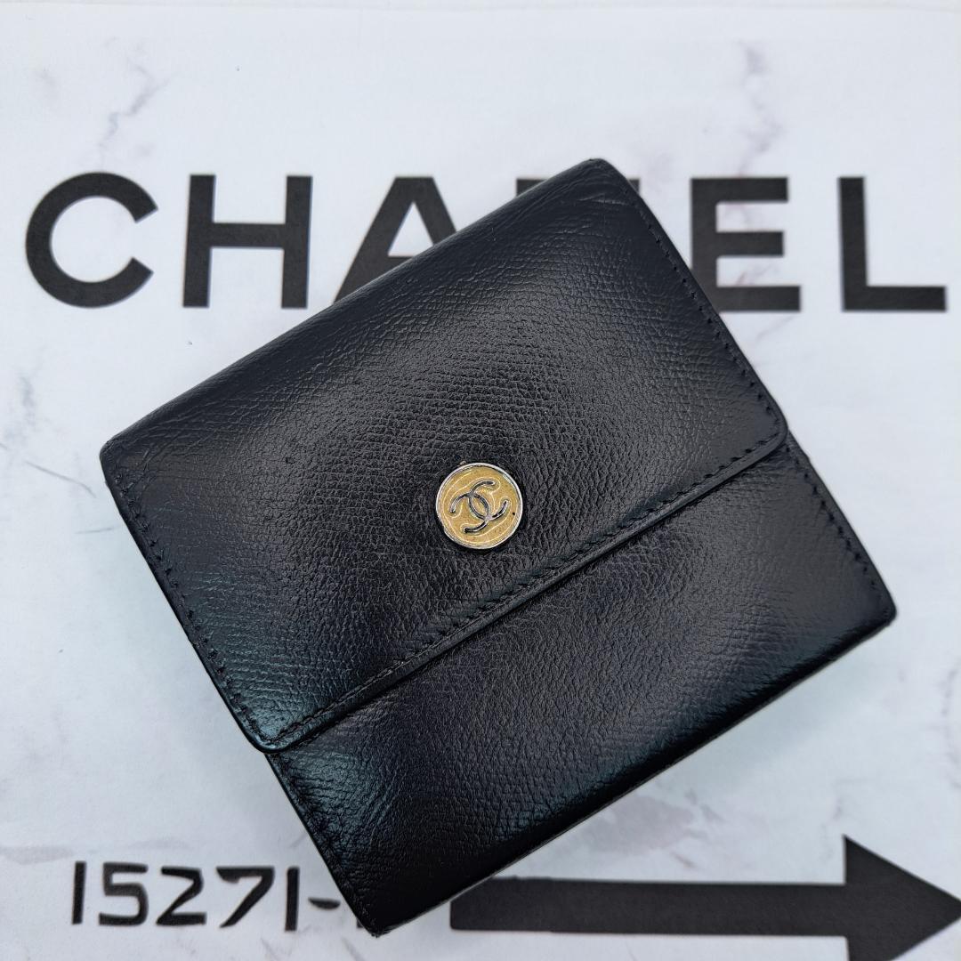 CHANEL　ココボタン　ブラック　三つ折り財布　財布