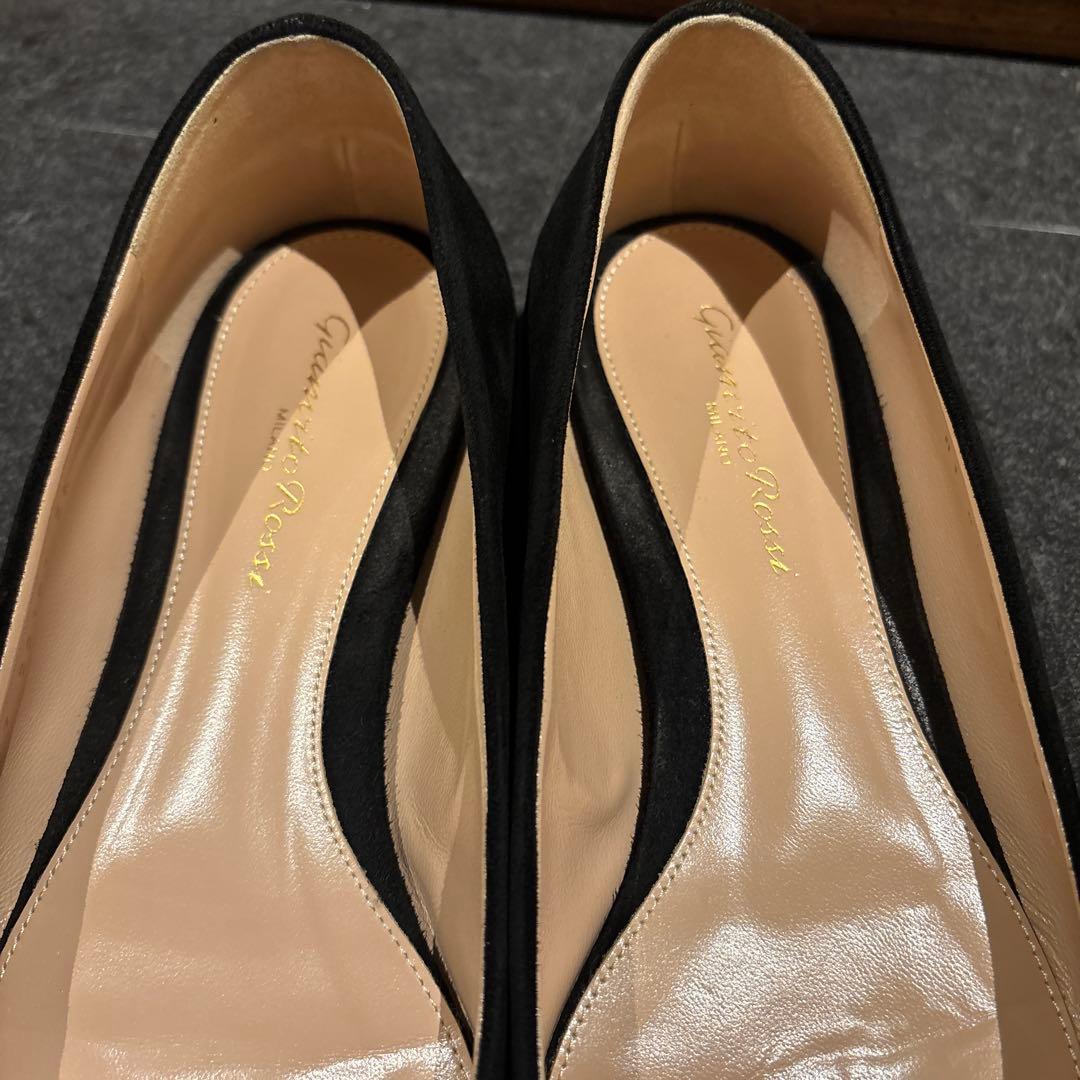 真*理様 ジャンヴィトロッシ　ビジューフラットパンプス36 スエード　ヒールパン