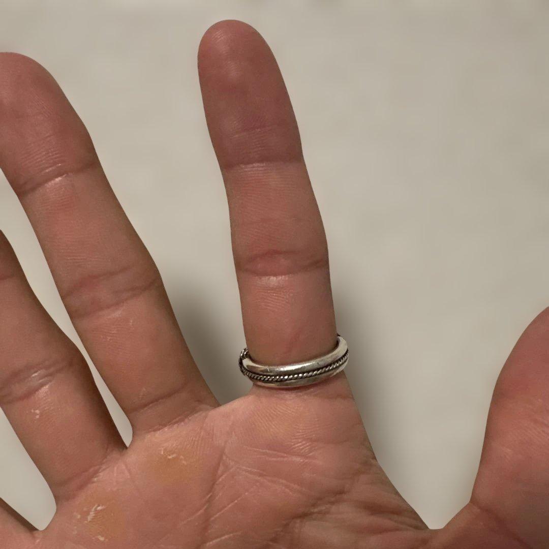 スターリングシルバー リンクデザインリング　インディアンジュエリー　18号