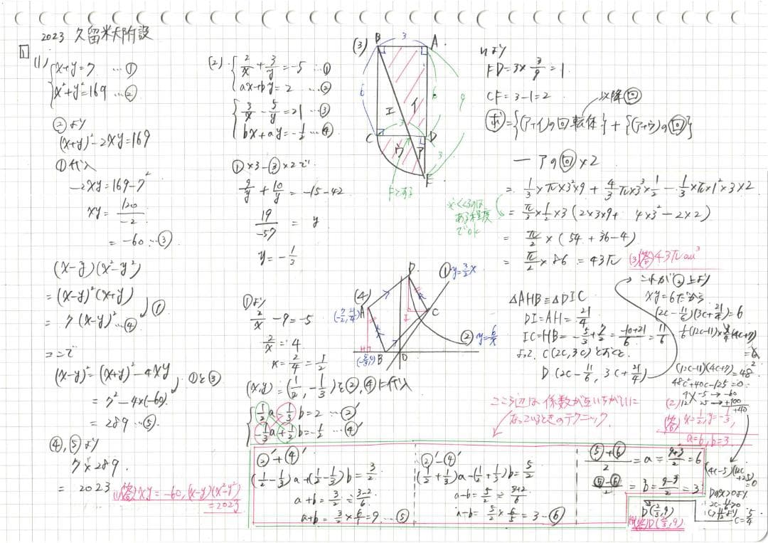 限定3割引塾講師オリジナル数学解説 久留米附設 高校入試 過去問 2006-26