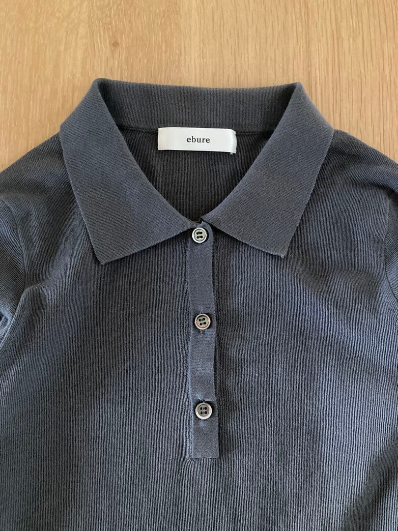 ebure エブール　ダークグレー 長袖ポロシャツ　2024SS
