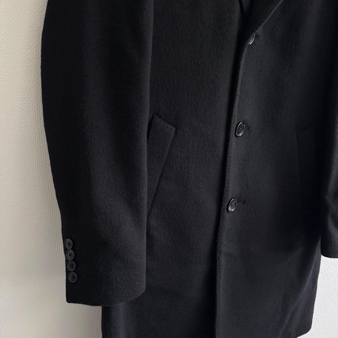 最高級 LARDINI キャメル100% チェスターコート 44 黒 メンズ