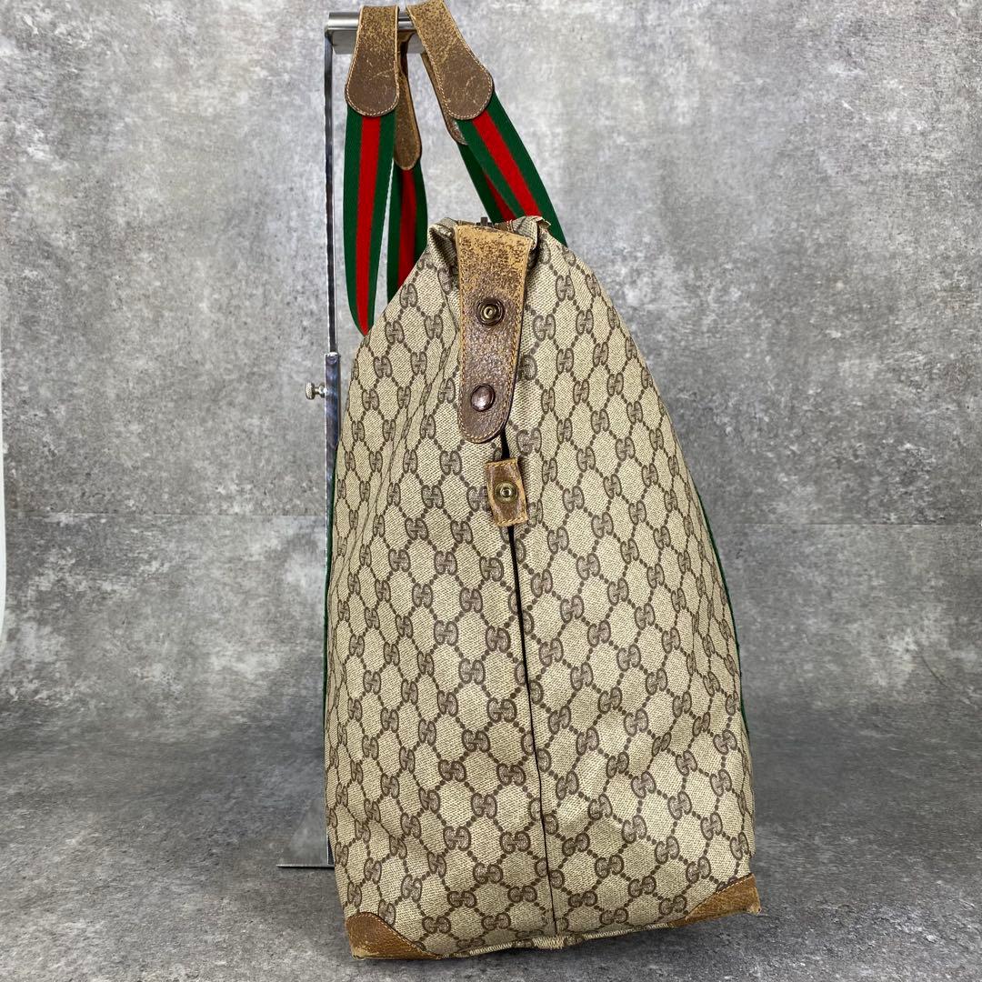 GUCCI オールドグッチ シェリーライン GG柄 PVC レザートートバッグ