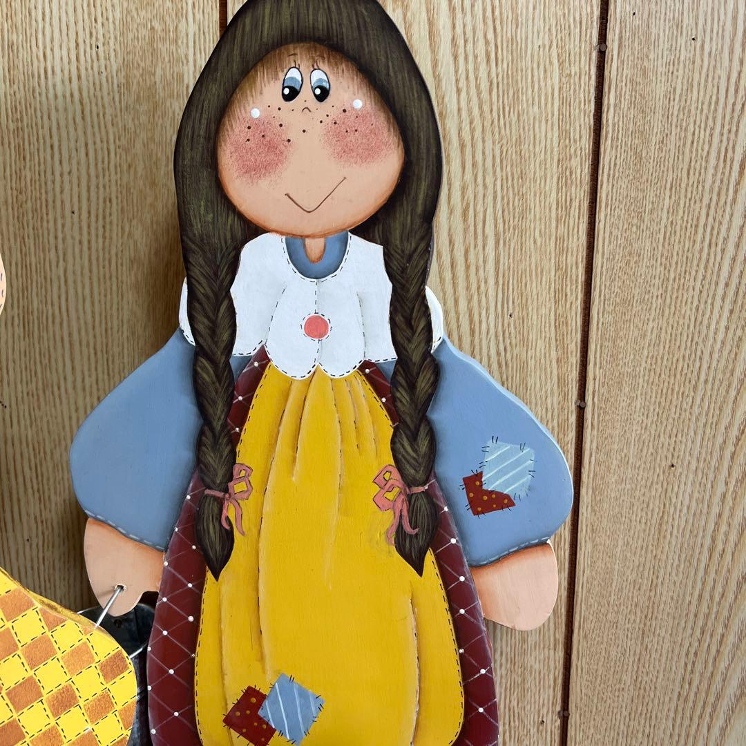 カントリー風 木製農夫と農婦の飾り