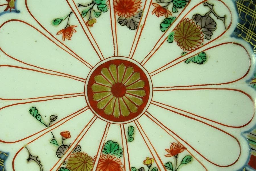 大聖寺 伊万里 菊碗 時代物(K-A867)