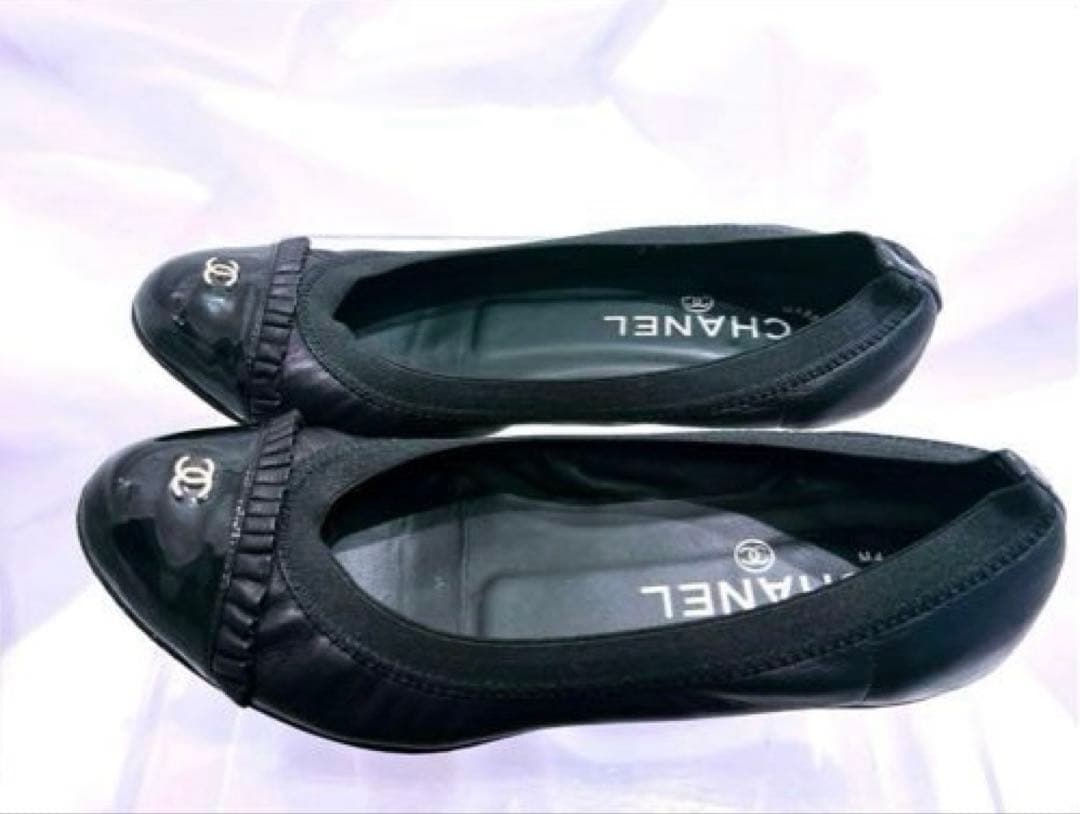 【美品】CHANEL シャネル ブラック フラットシューズ ブラックココマーク