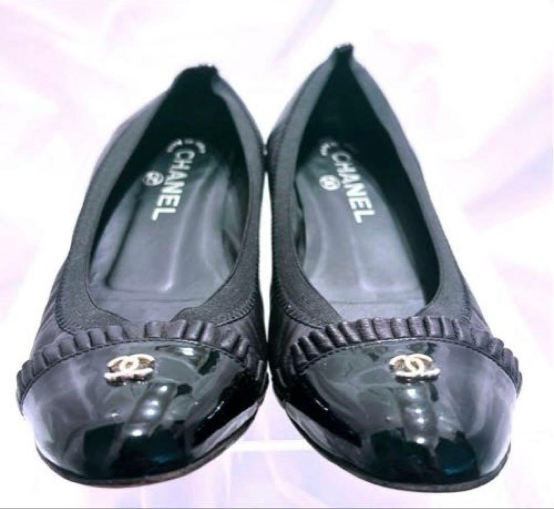 【美品】CHANEL シャネル ブラック フラットシューズ ブラックココマーク