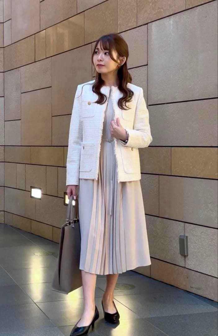 #*#様 PLST ツイードジャケット Lサイズ　白