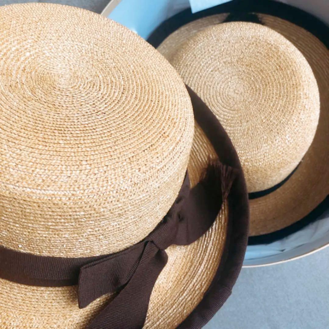 【FOXEY 美品 箱付き】FOXEY リボンストローハット 茶