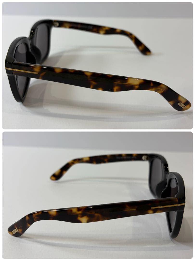 【美品】トムフォード TF211 ウェリントン型サングラス べっ甲/黒 ケース付