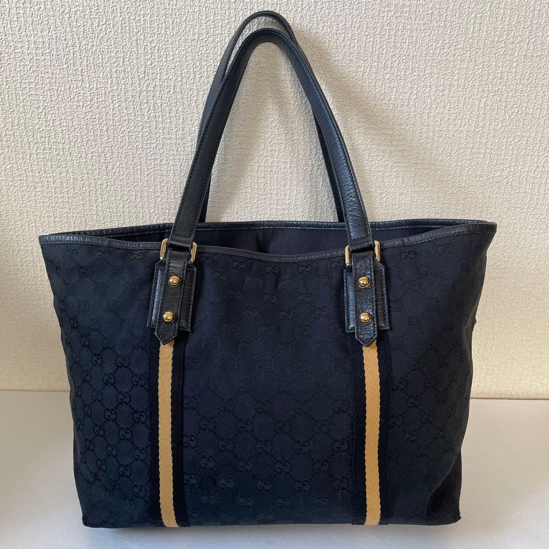 Gucci トートバッグ 黒 キャンバス