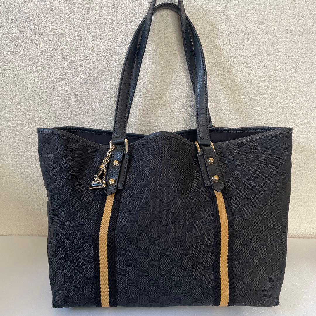 Gucci トートバッグ 黒 キャンバス