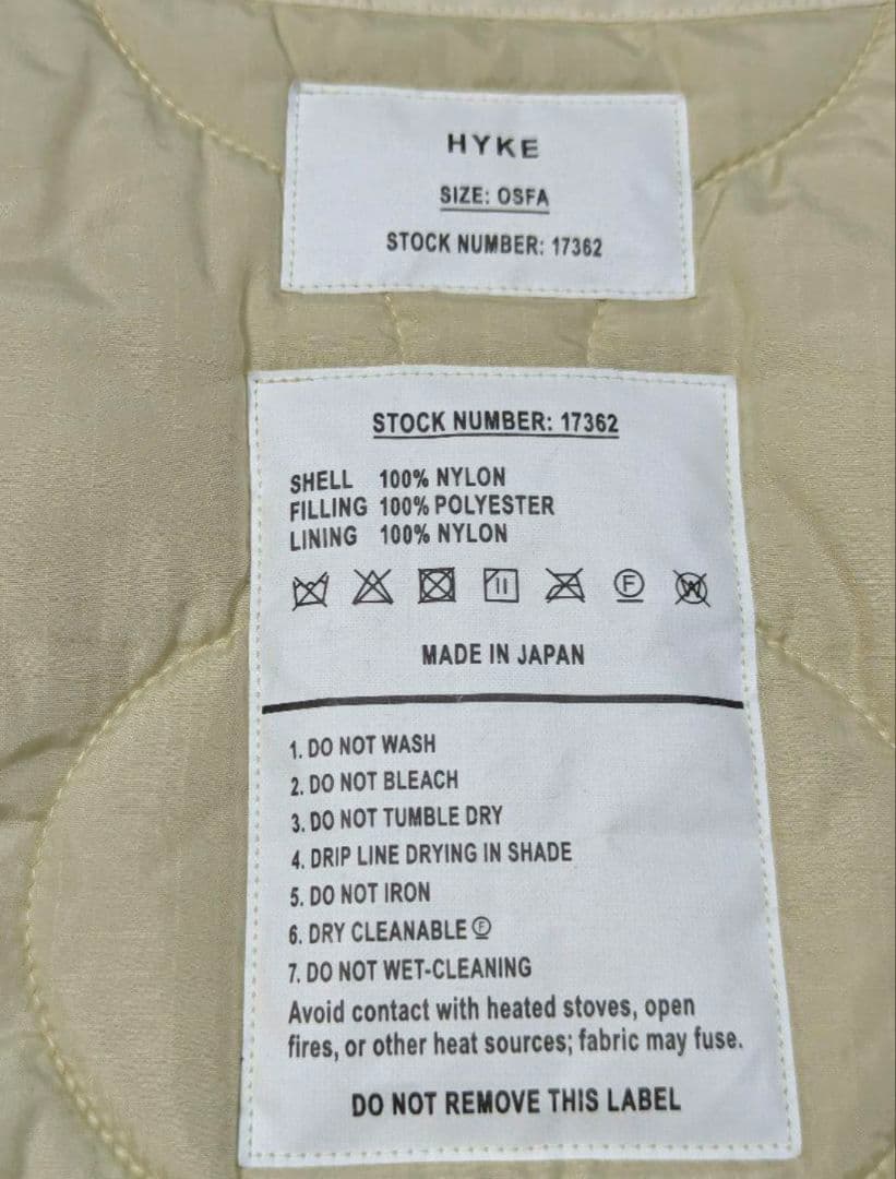 nori HYKE ハイク キルティングベスト