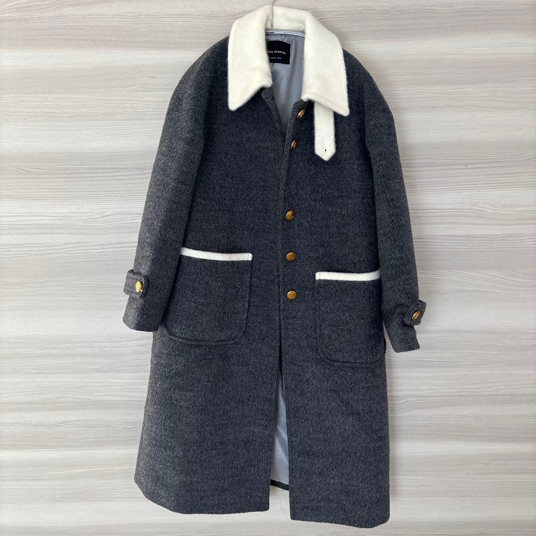 グレー ウール混合 ロングコート CHICandTHINGS