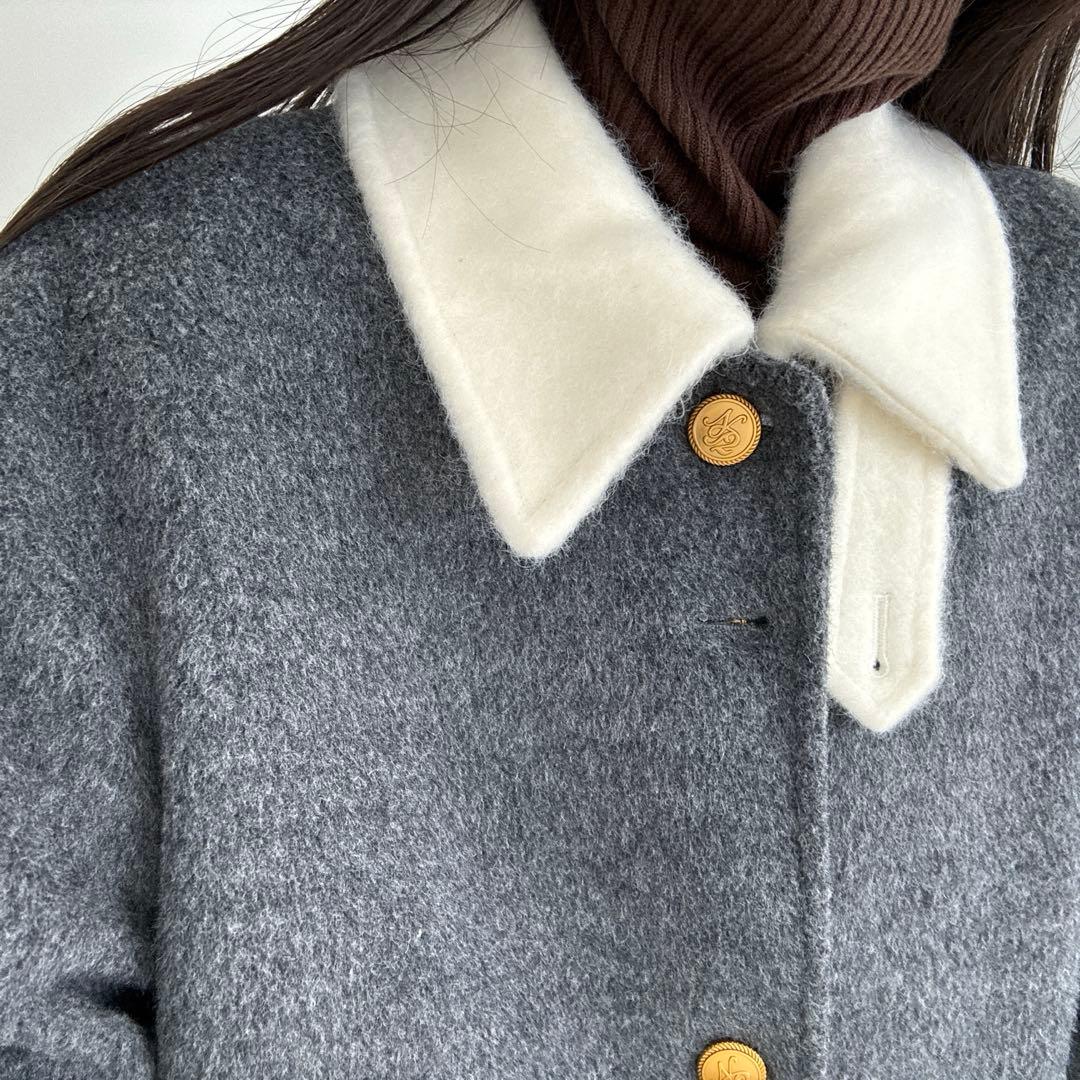 グレー ウール混合 ロングコート CHICandTHINGS