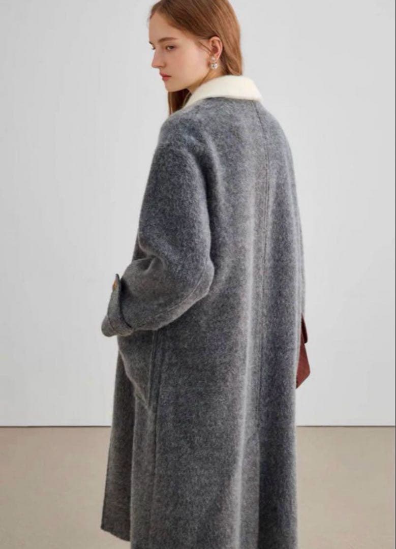 グレー ウール混合 ロングコート CHICandTHINGS