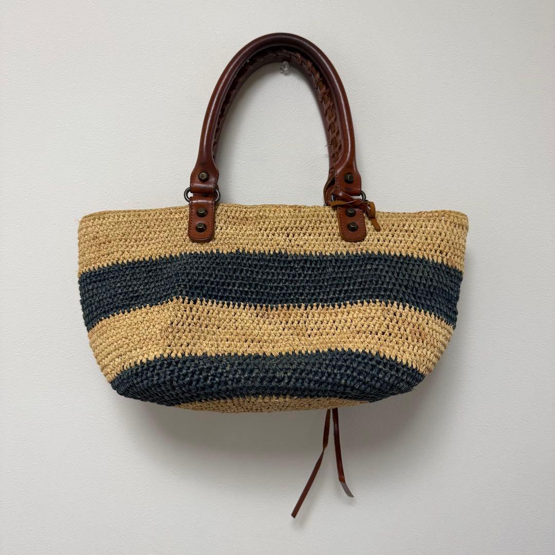 BALENCIAGA バレンシアガ カゴバッグ ボーダー マリン