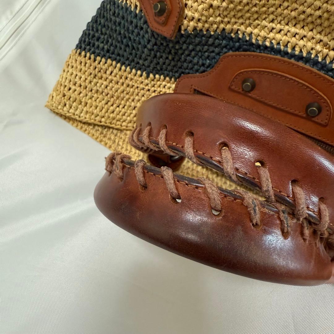 BALENCIAGA バレンシアガ カゴバッグ ボーダー マリン