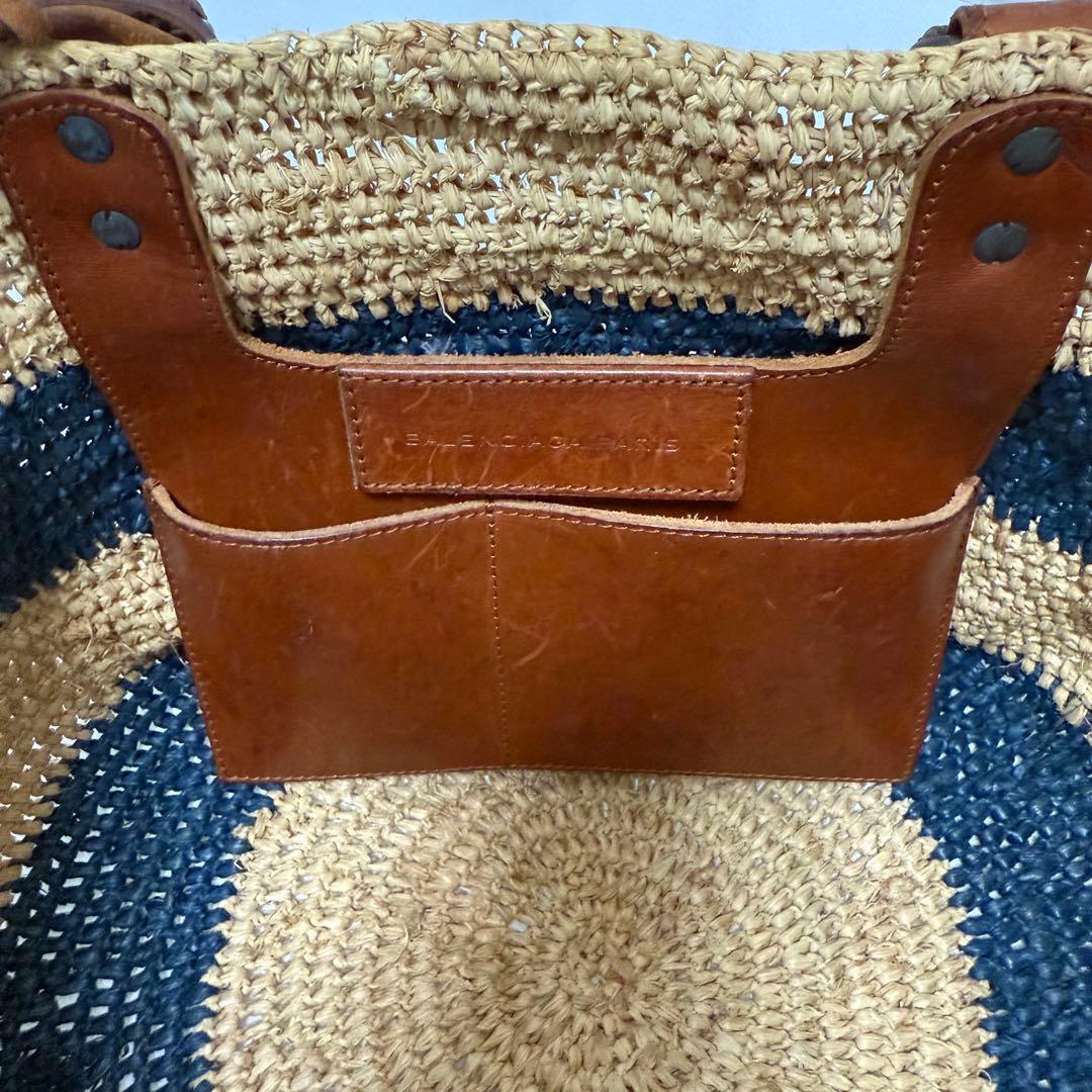 BALENCIAGA バレンシアガ カゴバッグ ボーダー マリン