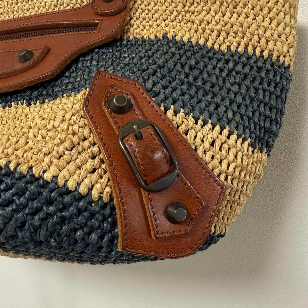 BALENCIAGA バレンシアガ カゴバッグ ボーダー マリン