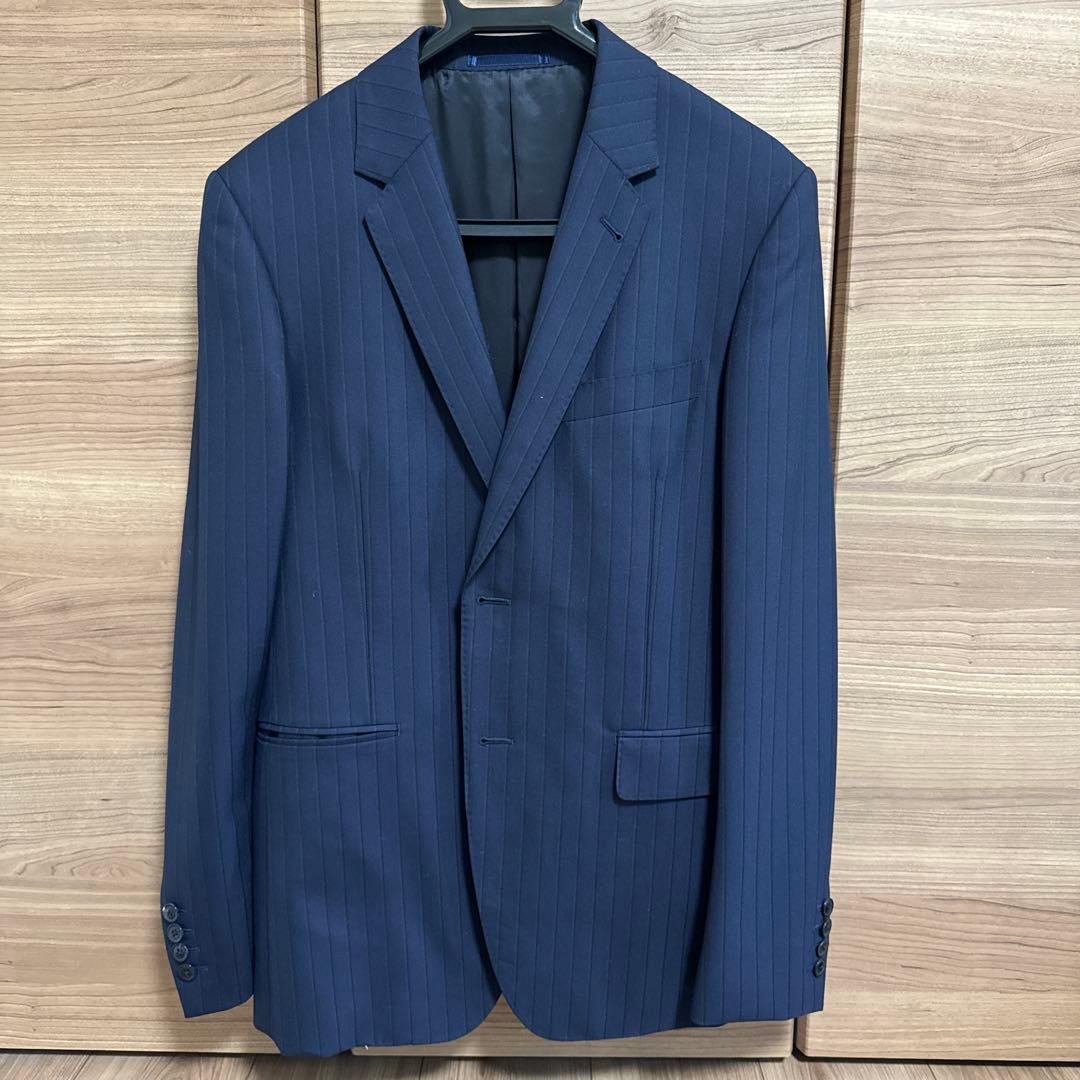 ポールスミス　ネイビーグリーンストライプ　上下スーツ　XL
