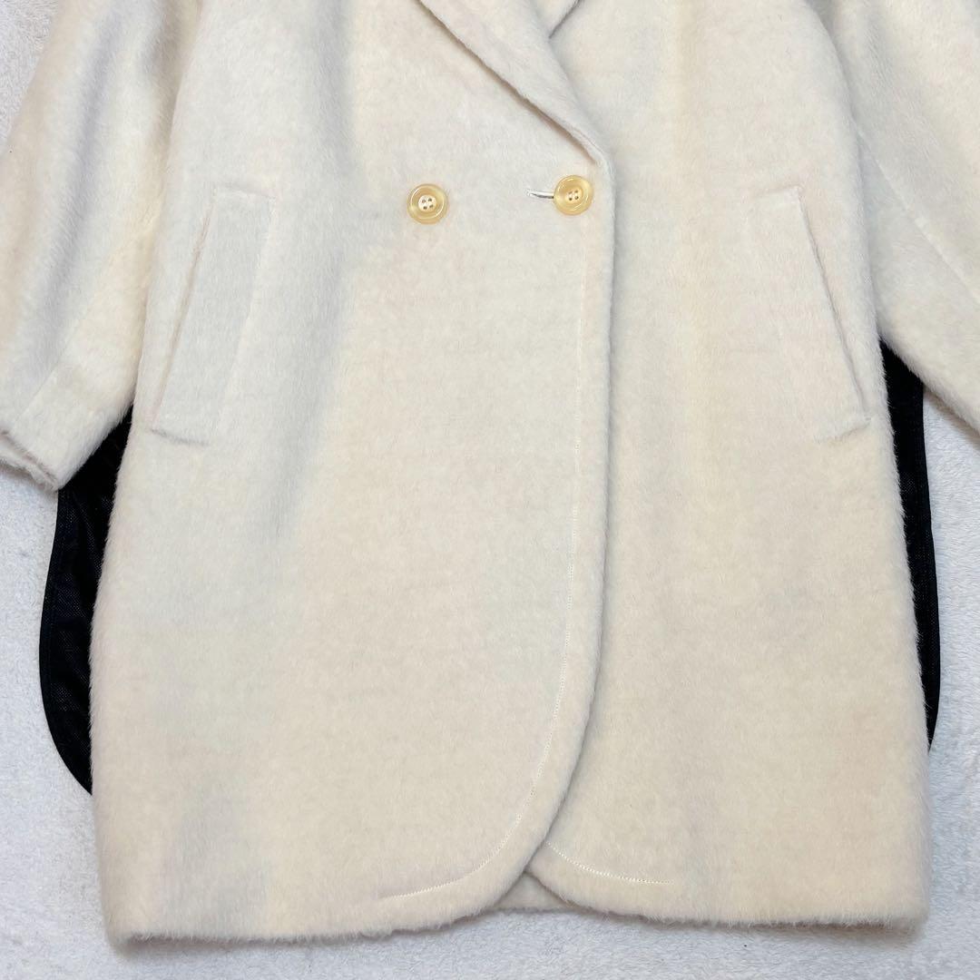 【美品】アルパカ100% Carat ロングコート ウールマーク ダブル 9AR