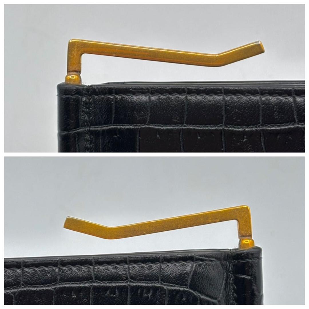 新品に近い 箱袋付属 サンローラン マネークリップ クロコ型押し YSLライン