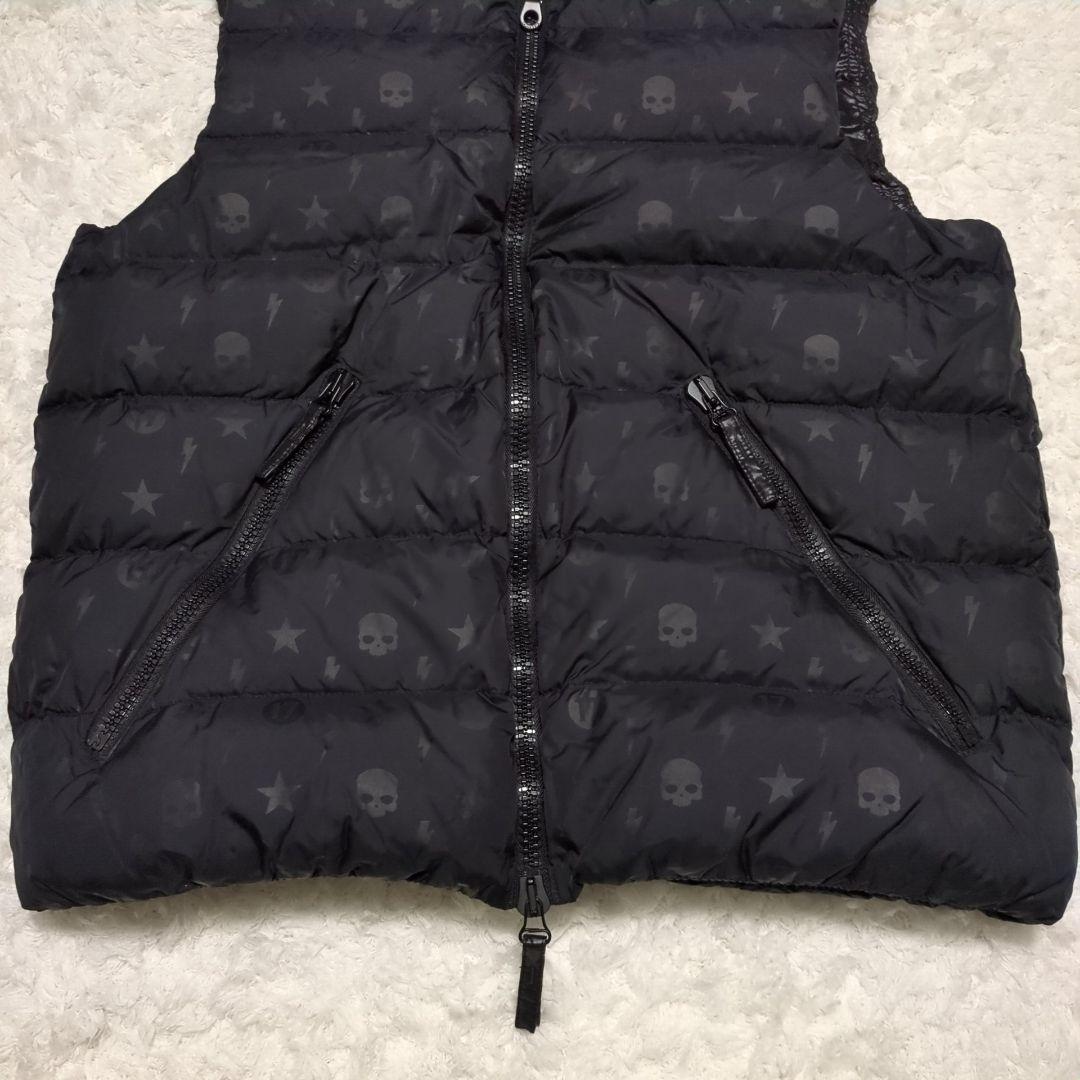 DUVETICA×HYDROGEN♦総柄 ダウンベスト フード riri 黒50