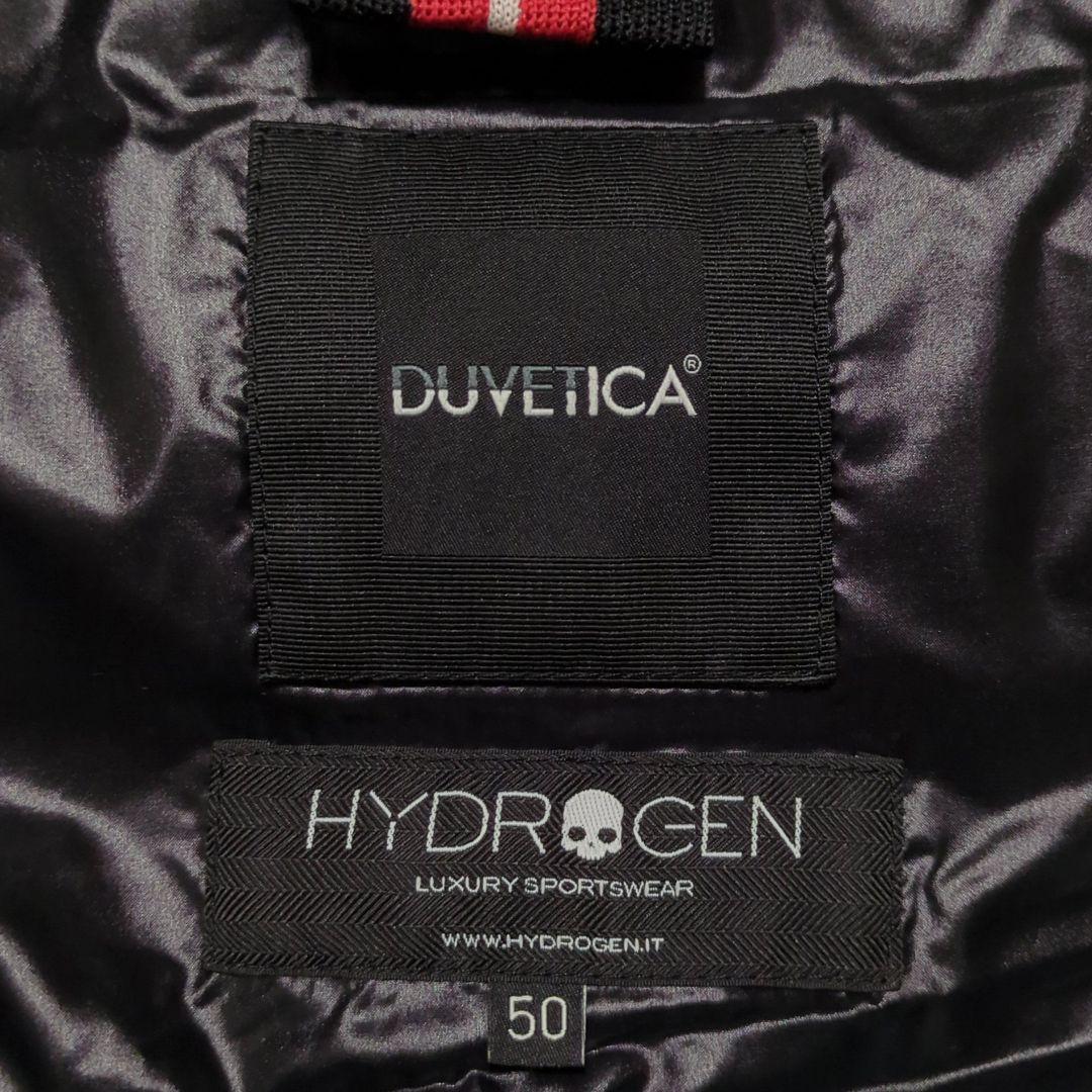 DUVETICA×HYDROGEN♦総柄 ダウンベスト フード riri 黒50