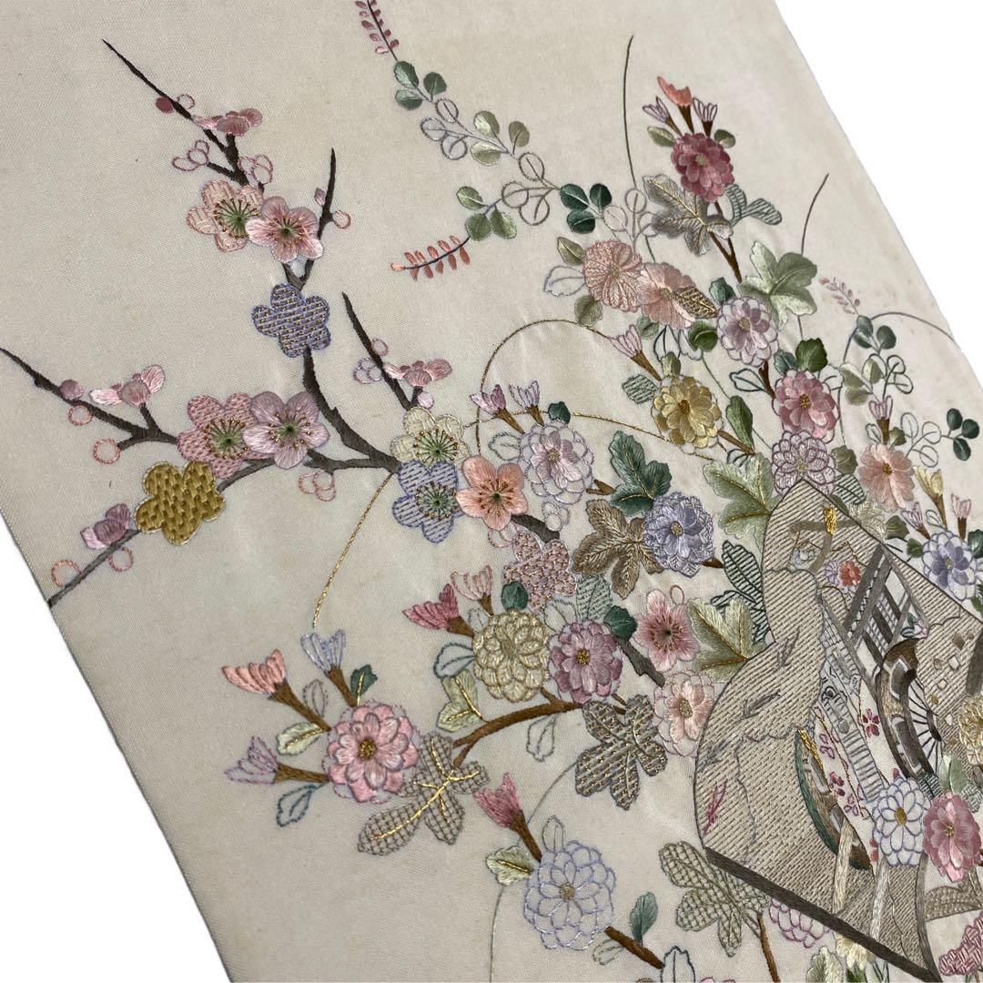 【専用です】季節の花々と読み本 総刺繍 袋帯