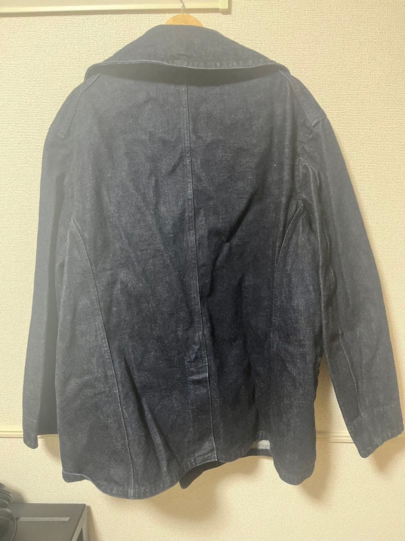 ダークブルー ダブルブレストピーコート