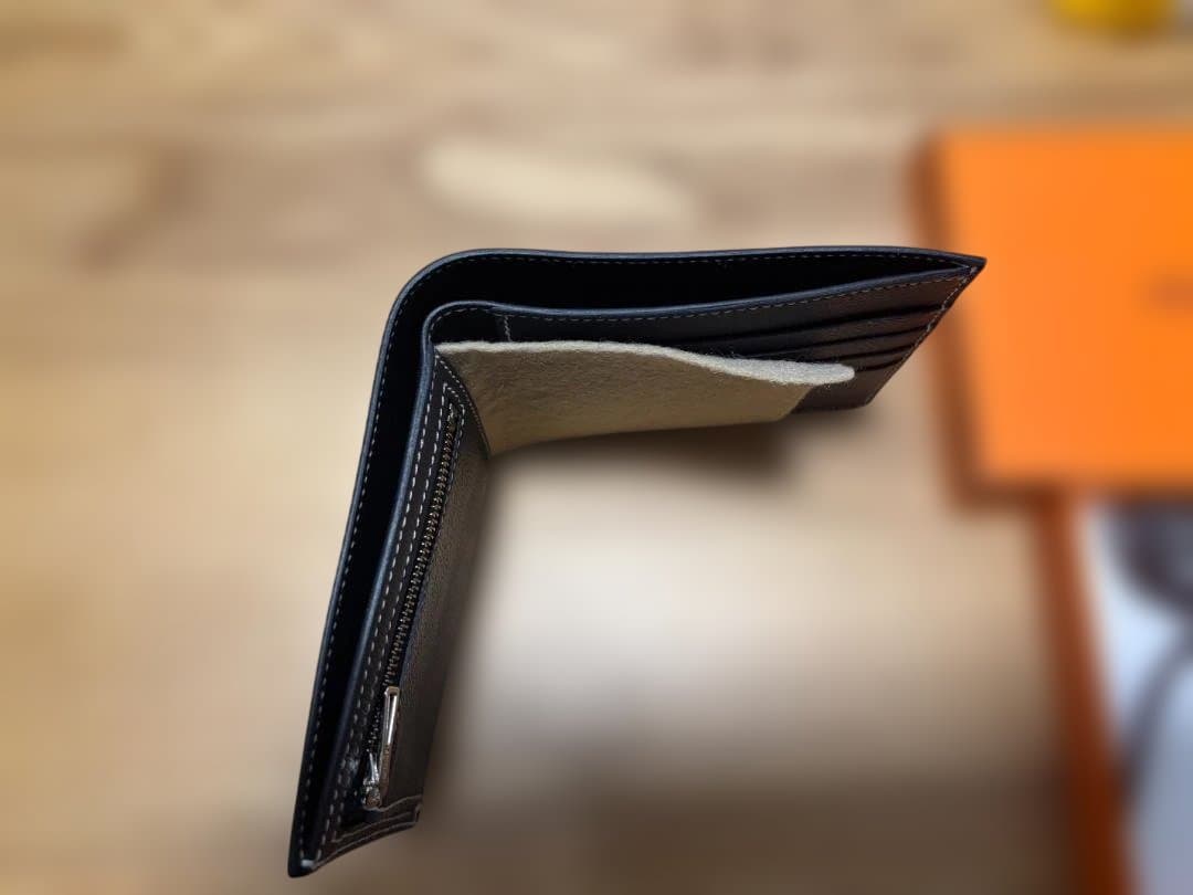 美品　エルメス Hセリエ コンパクト 二つ折り財布 シルバー金具