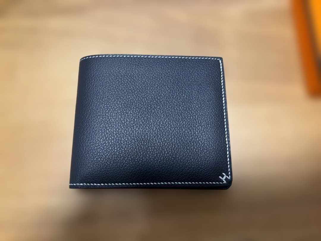 美品　エルメス Hセリエ コンパクト 二つ折り財布 シルバー金具