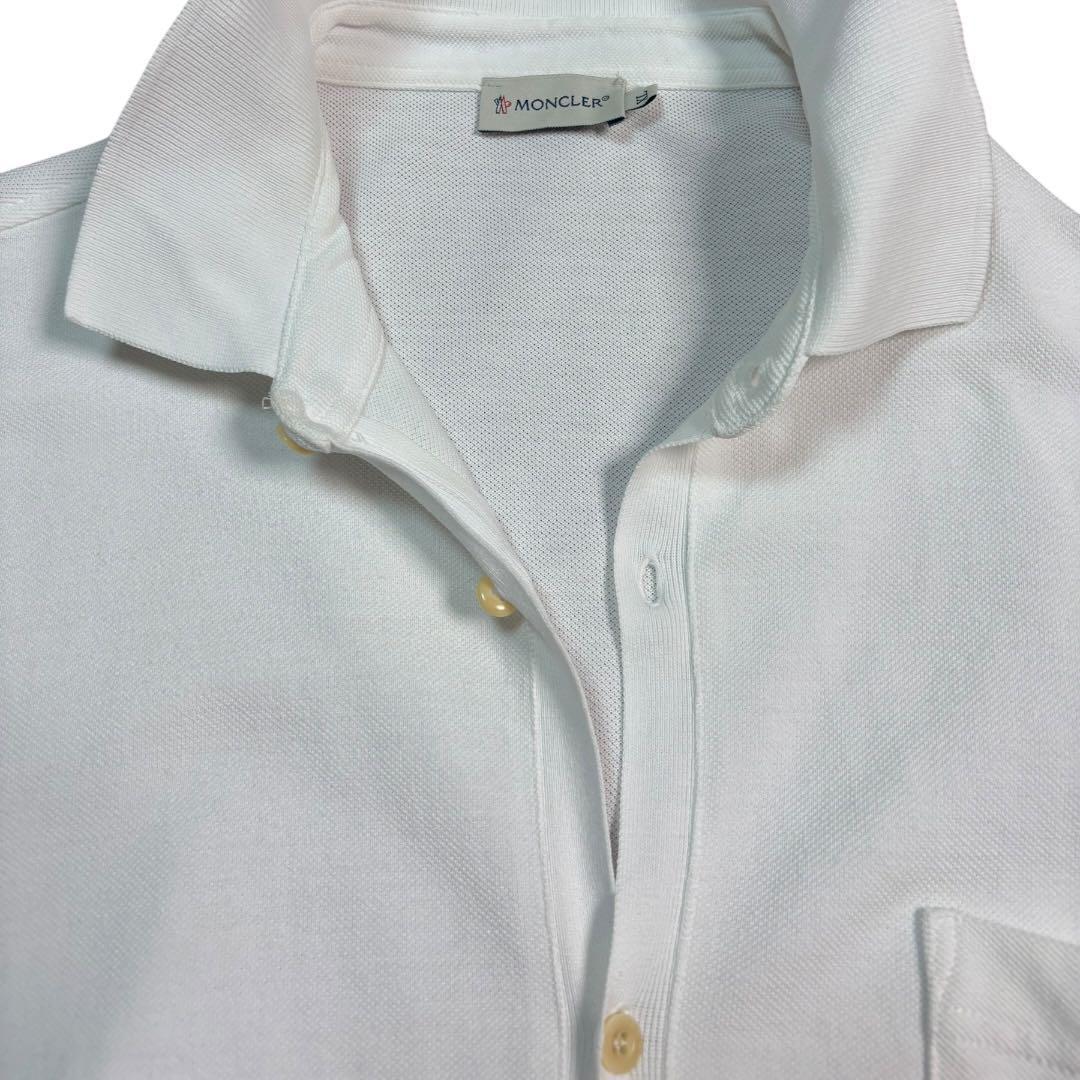 ◇フルオープン可能◇MONCLER モンクレールホワイト ポロシャツ【XL】
