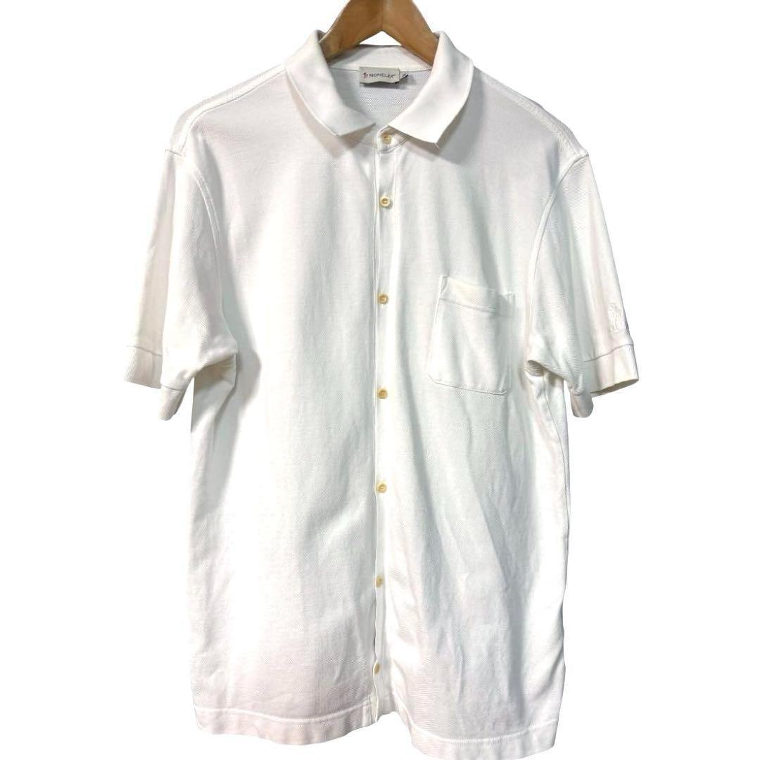 ◇フルオープン可能◇MONCLER モンクレールホワイト ポロシャツ【XL】