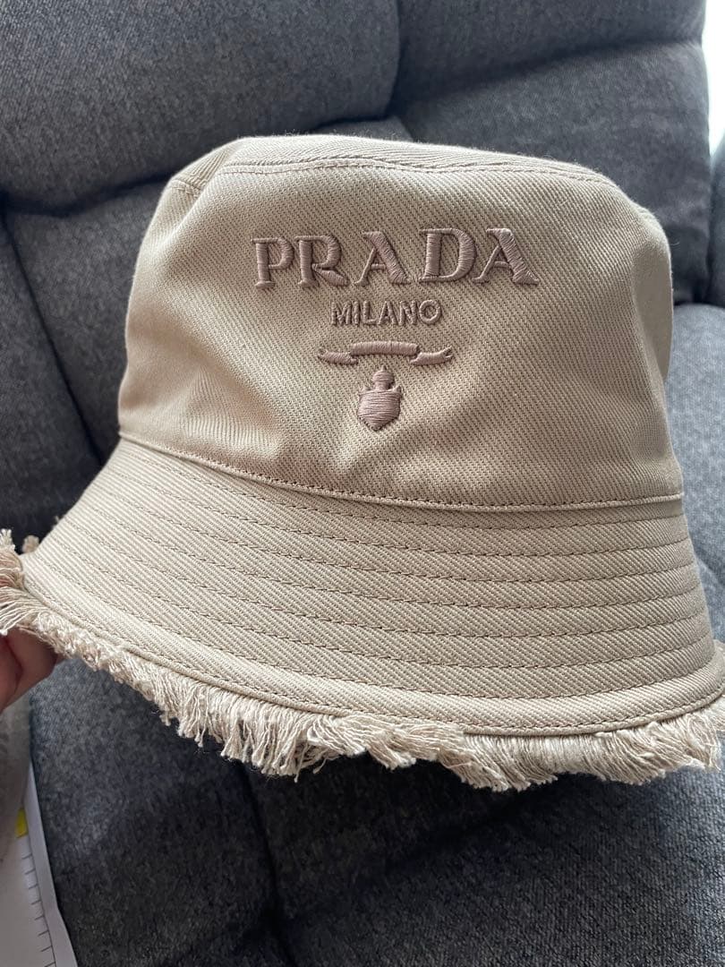 PRADA ドリル バケットハット ベージュ S