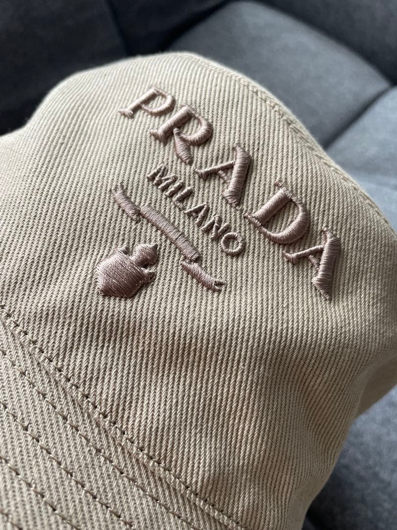 PRADA ドリル バケットハット ベージュ S