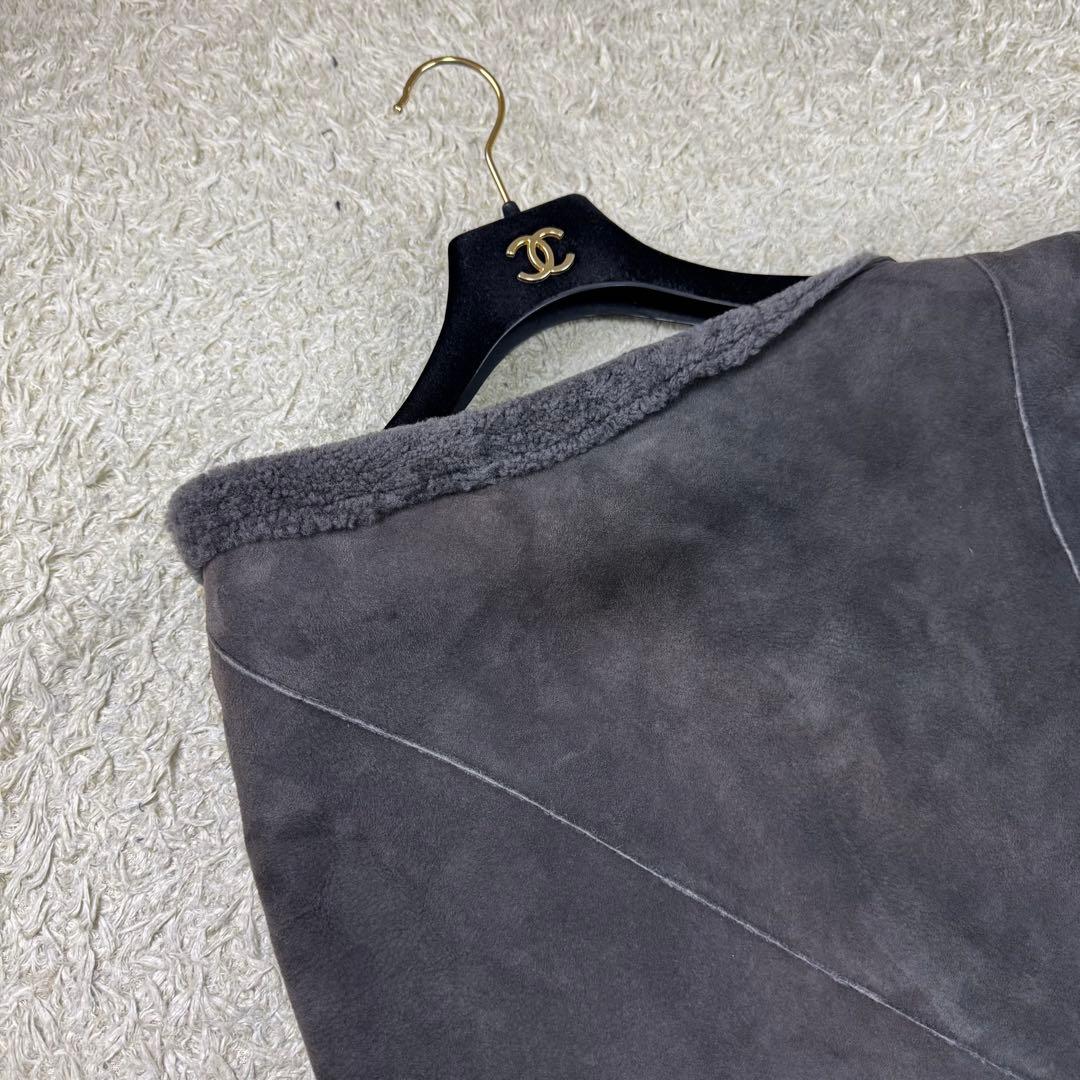 LAPIS BEAMS イタリア製 ムートン ポンチョ ケープ グレー 羊革