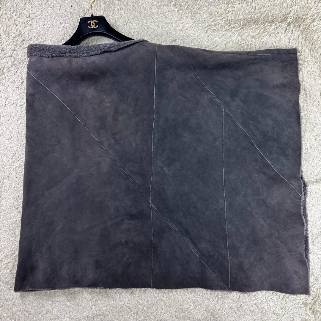 LAPIS BEAMS イタリア製 ムートン ポンチョ ケープ グレー 羊革