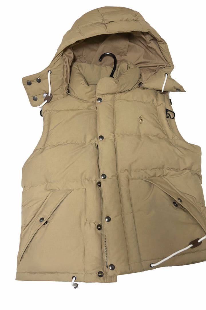 ベージュ ダウンベスト フード付き　美品　ラルフローレン
