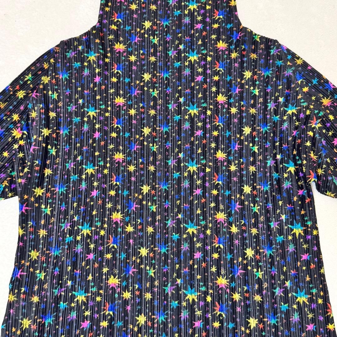 極美品✨PLEATS PLEASE 星柄　マルチカラー　長袖　ハイネック
