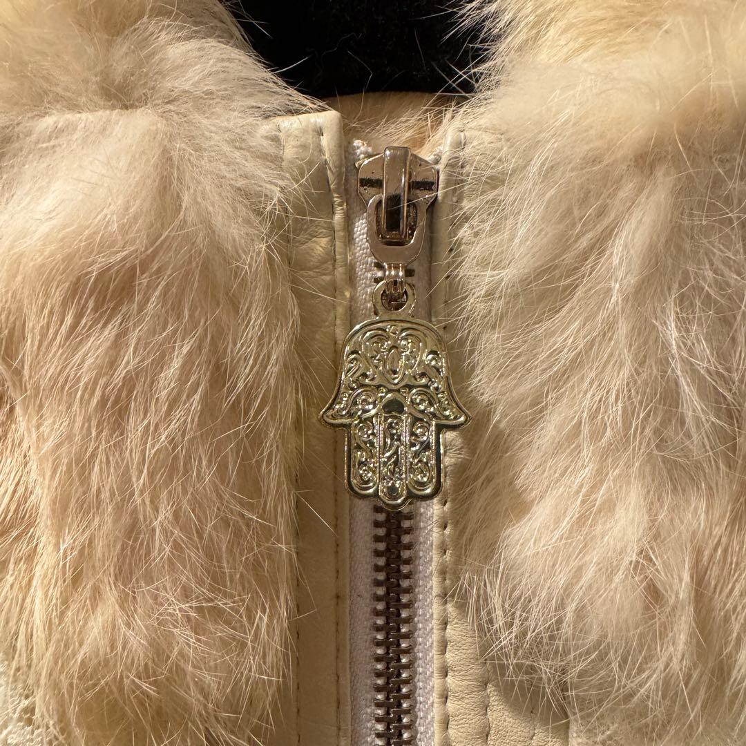 MANOUSH マヌーシュ リアルファー&フリルレース　ショートコート オフ白