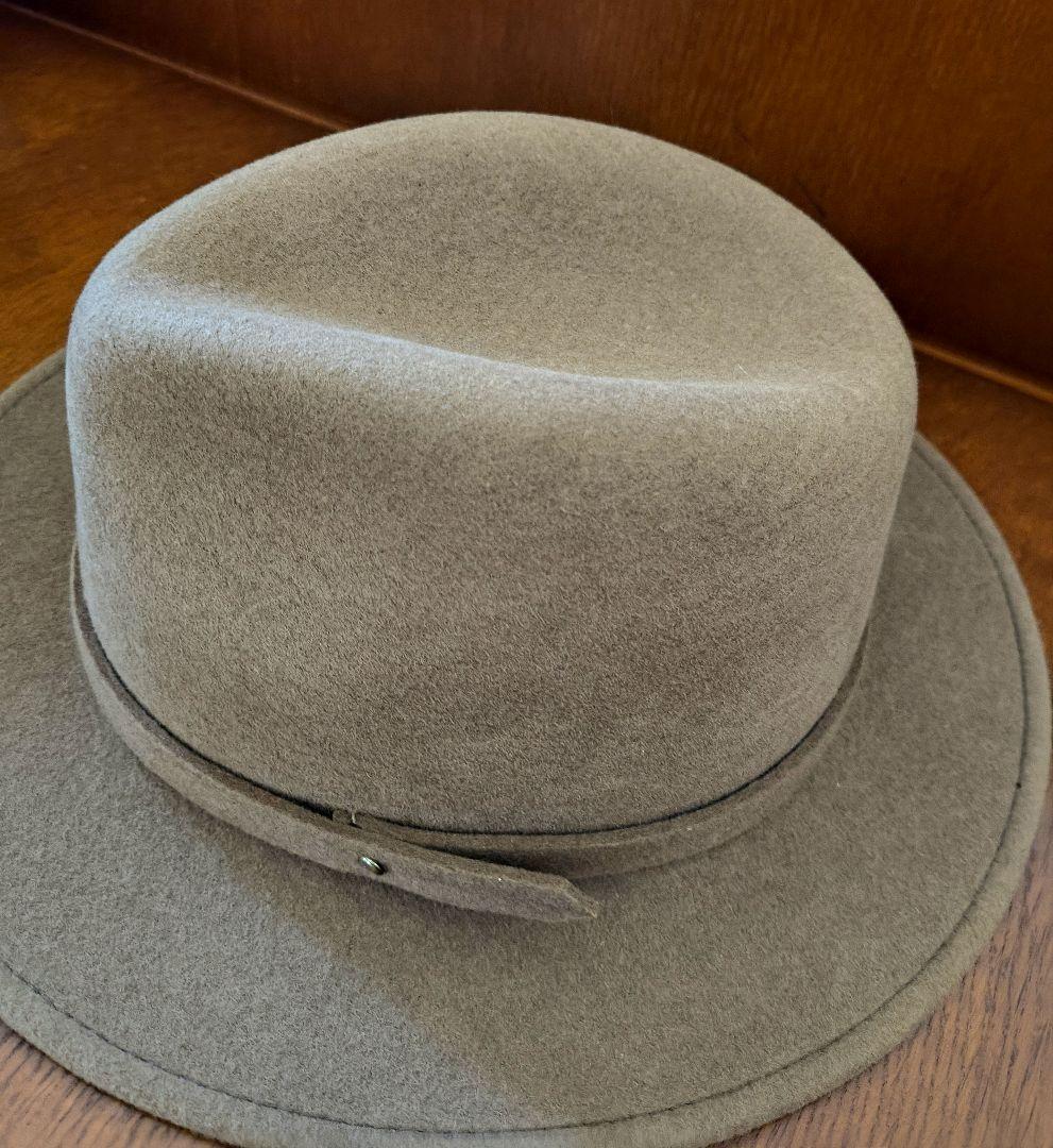 美品 ステットソン ブラウン ウールフェルトハット 中折 59cm パッカブル